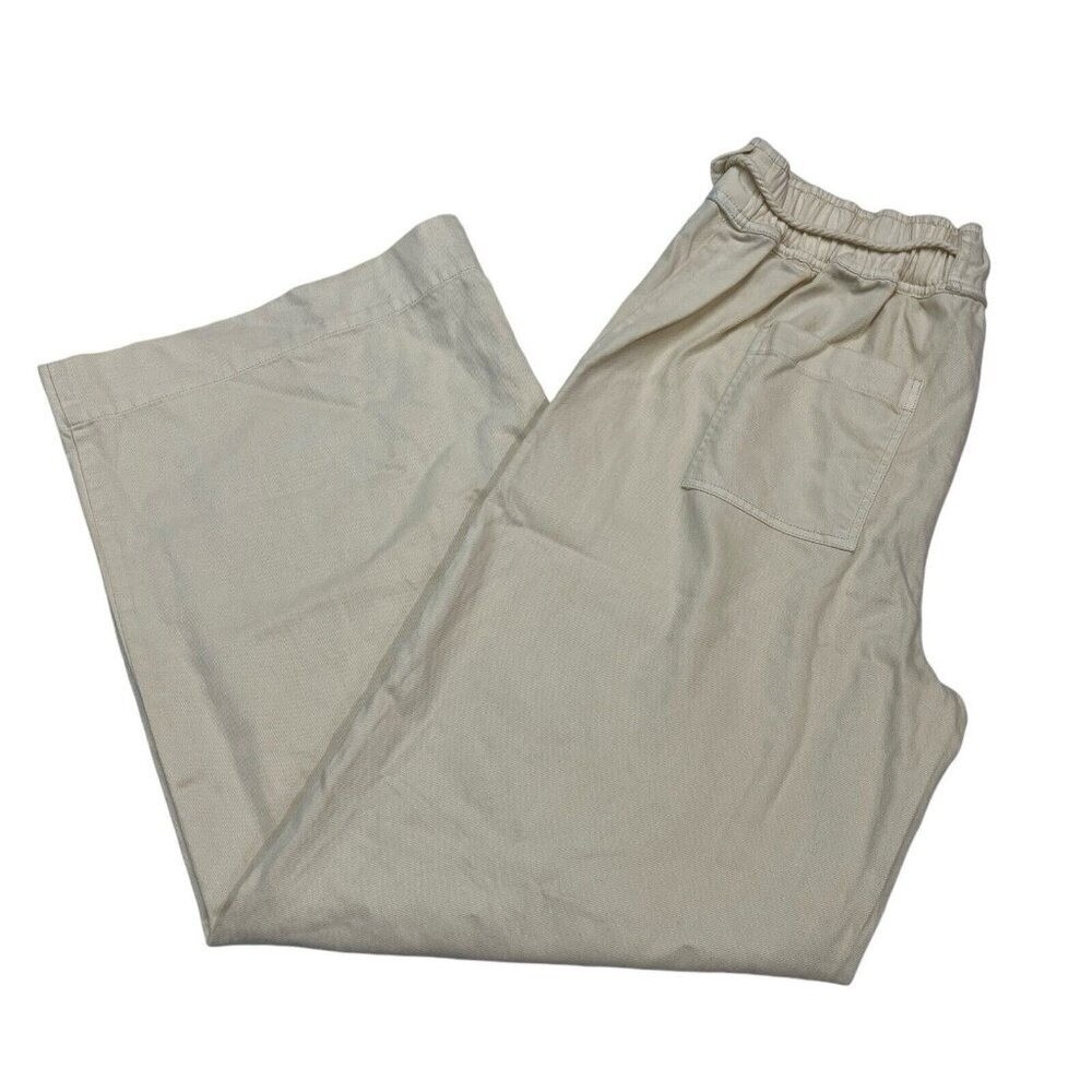 Jolie Pants Ivory Pull On Drawstring Wide Leg Rope Belt Size M Coastal‎ Beach